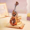 RoboTime 3D drevená skladačka hracej skrinky Kúzelné violončelo farebné (mechanický pohon)